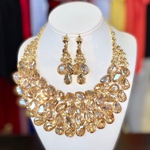 Statement Necklace And Earrings Gold